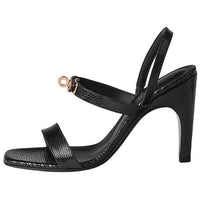 HERMES Strap Sandals 9.4cm Women's Black