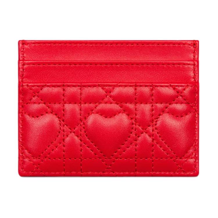 DIOR Jolie Lambskin Card Holder Women's Red