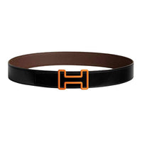 HERMES Leather Leather Belts Unisex Black/Ebene Width: 3.8cm