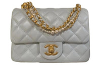 CHANEL Shiny Lambskin Crossbody Bag Shoulder Bag Women's Light Blue