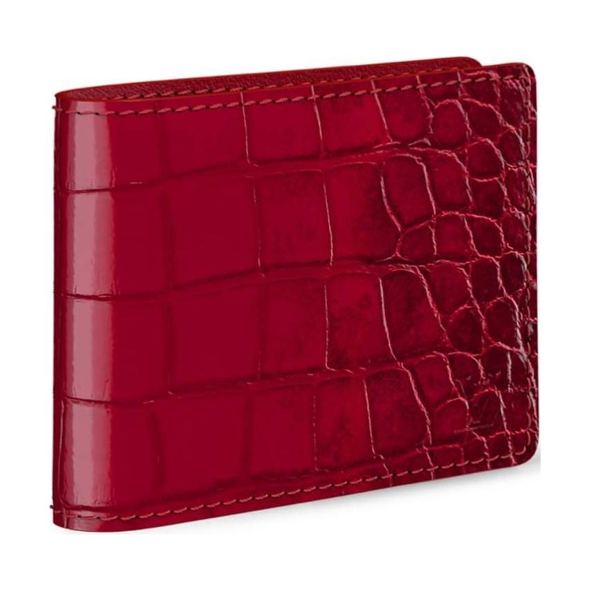 LOUIS VUITTON Leather Trim Card Holder Men's Red