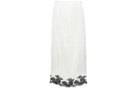 PRADA Lace-trimmed Satin Midi Skirt