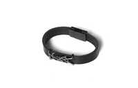 SAINT LAURENT Leather Wristbands Women's Black