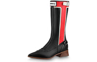 LOUIS VUITTON Flags High-Boot Knee-high Boots Women's Black Red