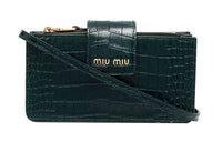 MIU MIU Crocodile Pattern Leather Wallet Women's Jasper