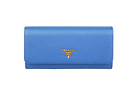 PRADA Cowhide Leather Wallet Women's Blue