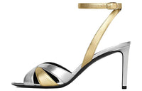 CELINE Strap Sandals 8cm Women's Silver