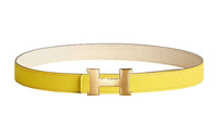 HERMES Individual Gold Buckle Epsom Calfskin Double-Sided Leather Belt Women's Yellow Width: 2.4cm
