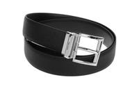 PRADA Letter Print Pin Buckle Leather Belts Men's Black Width: 3.5cm
