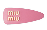 MIU MIU Leather Hair Clips Women's Pink