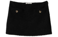 MIU MIU Logo-Patch Sequin-Trim Mini Skirt