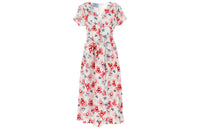 PRADA Dangle Belt Floral Optimized Mid-Length Short-Sleeved Dresses Women's Pink