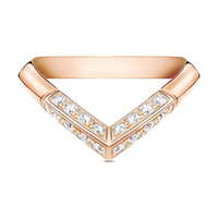 LOUIS VUITTON Lv Diamonds Pavé V Ring Pink Gold