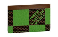 LOUIS VUITTON Chess Leather Card Holder Men's Green/Brown