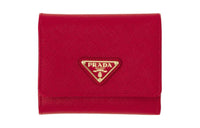 PRADA Saffiano Leather Wallet Small Size Women's Fire Red