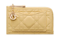 DIOR Lady Dior Lambskin Card Holder Regular Women's Light Yellow