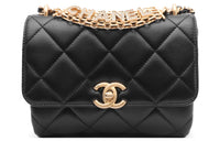 CHANEL 22SS Lambskin Shoulder Bag Crossbody Bag Women's Black
