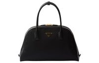 PRADA Recycled Nylon With Patchwork Leather Handbag Large Size Women's Black