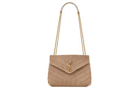 SAINT LAURENT LOULOU Cow Split Leather Chain Shoulder Bag Handbag Shoulder Bag Women's Beige Yellow