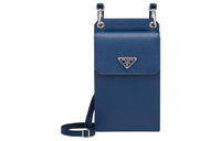 PRADA Saffiano Leather Cell Phone Pouch Men's Blue