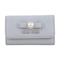 MIU MIU Calfskin Wallet Key Pouch Women's Blue