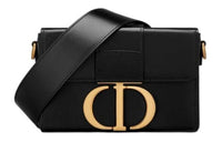 DIOR 30 Montaigne Calfskin Box Bag Crossbody Bag Shoulder Bag Medium Size Women's Black