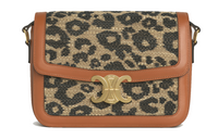 CELINE Triomphe Arc De Triomphe Fabric Cow Leather Patchwork Shoulder Bag Women's Leopard Print/Tawny