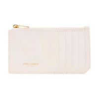 SAINT LAURENT Smooth Grain Patchwork Cow Leather Card Holder Women's White