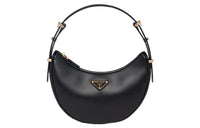 PRADA Arqué Leather Shoulder Bag Black