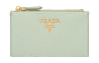PRADA Leather Card Holder Women's Aqua/aquamarine