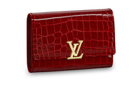 LOUIS VUITTON Capucines Polished Crocodile Leather Wallet Women's Rogue Red