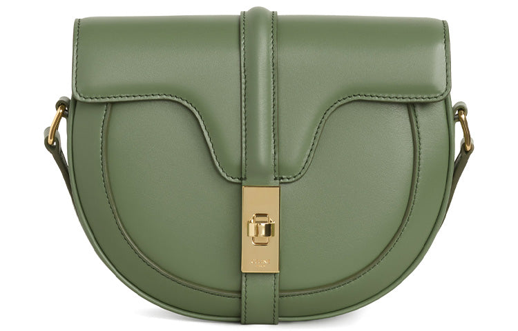 CELINE 16 Cow Leather Handbag Shoulder Bags Small Size Women's Light Khaki Green