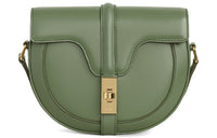CELINE 16 Cow Leather Handbag Shoulder Bags Small Size Women's Light Khaki Green