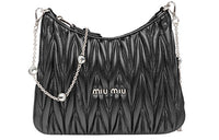 MIU MIU Leather Shoulder Bag Crossbody Bag Women's Black