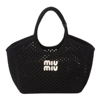MIU MIU Fabric Handbag Unisex Black