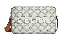 CELINE Cow Leather Messenger Bag Shoulder Bag Crossbody Bag Men's Tan And Light Brown