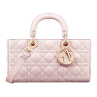 DIOR Lambskin Lady Dior Bag, Shoulder Bag, Crossbody Bag, Handbag Medium Size Women's Light Pink
