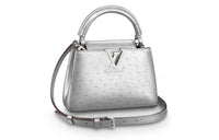 LOUIS VUITTON Capucines Ostrich Leather Capusin Shoulder Crossbody Handbag Mini Women's Silver