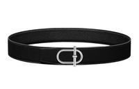 HERMES Togo Calfskin Double Sided Leather Belt Leather Belts Men's Black Width 3.8cm