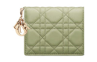 DIOR Lady Dior Lambskin Wallet Mini Women's Green