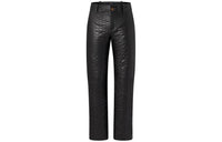 LOUIS VUITTON FW23 Leather Pants Women's Black