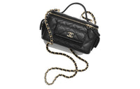CHANEL Grained Calfskin Box Bag Handbag Crossbody Bag Regular Women's Black