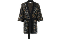 SAINT LAURENT V-Neck Tied Short-Sleeved Cardigan