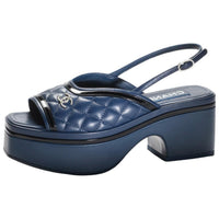 CHANEL One-Strap Sandals 6cm Women's Marine Blue