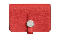 HERMES Dogon Togo Calfskin Wallets Card Holders Women's 93 Orange Orange