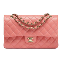 CHANEL Sheepskin Shoulder Bag Women's Coral