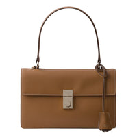 PRADA Calfskin Shoulder Bag Medium Size Women's Brown