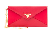 PRADA Saffiano Leather Envelope Bag, Shoulder Bag, Crossbody Bag Regular Women's Red