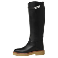 HERMES Honey Knee-high Boots Women's Black
