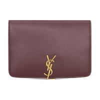 SAINT LAURENT Calfskin Passport Holder Women's Crimson Cabernet Red